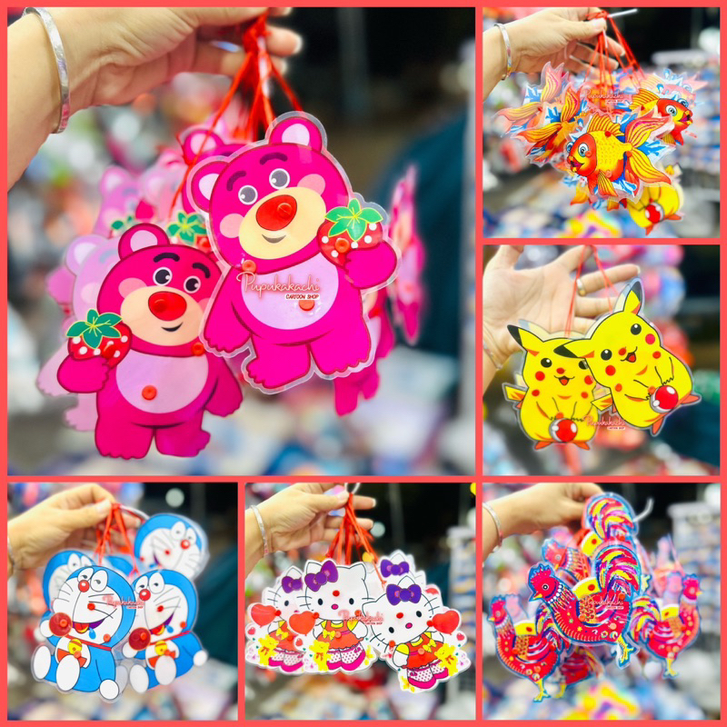 Lồng Đèn Trung Thu MINI Đèn Led Gấu Dâu, Doraemon, Pika, Người Nhện, Kitty, Cá Chép Cute Cho Bé