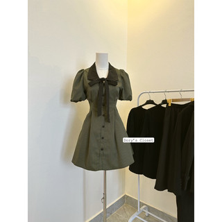 Váy caro tay phồng thắt nơ ôm eo xinh xắn Dory’s Closet ( Kèm ảnh thật)