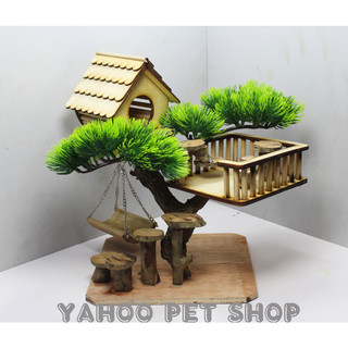 Nhà tổ chim trên cây bonsai trang trí tiểu cảnh chuột hamster cửa chui 4cm