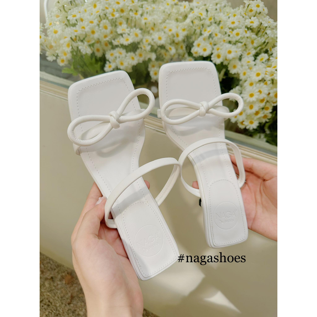 DÉP NAGASHOES HAI QUAI NGANG THẮT NƠ 7CM NAD265
