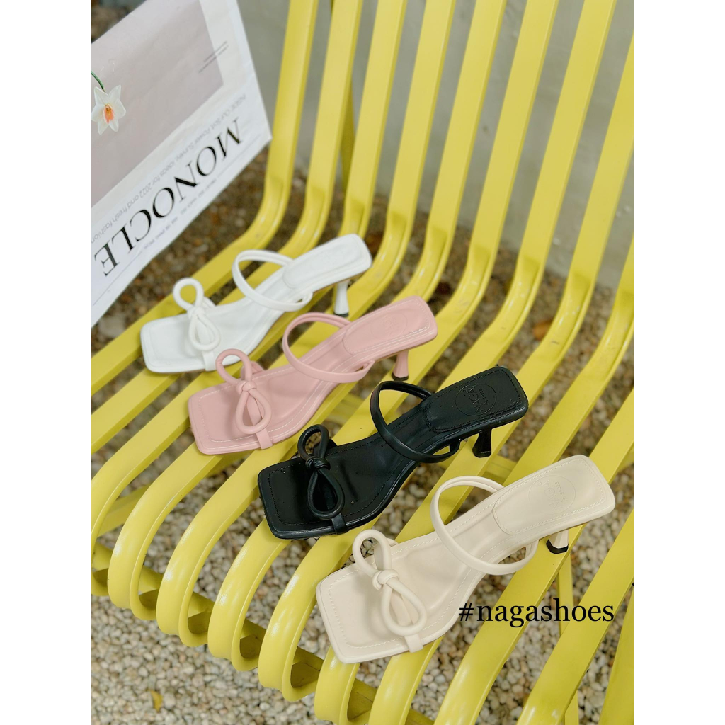 DÉP NAGASHOES HAI QUAI NGANG THẮT NƠ 7CM NAD265