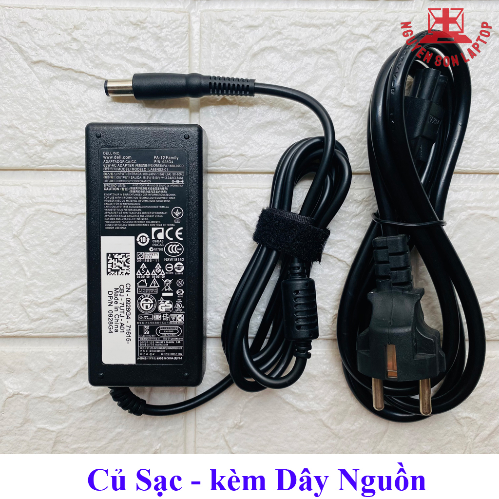 Sạc Laptop Dell 19.5V 3.34A Chân Kim to - thường - Adapter kèm dây nguồn - NEW 100%