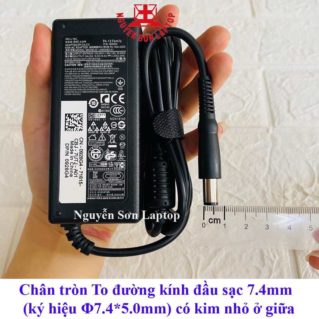 Sạc Laptop Dell 19.5V 3.34A Chân Kim to - thường - Adapter kèm dây nguồn - NEW 100%