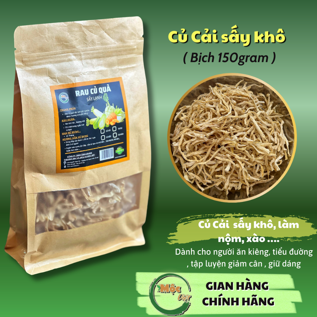 Củ Cải Khô, Rau củ sấy làm món xào, nộm rất ngon chính hãng Mộc Việt