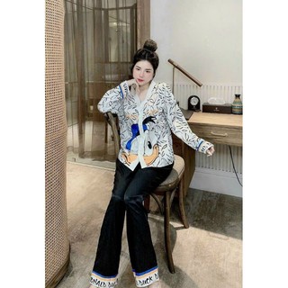 Bộ Pijama lụa xước dài