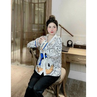 Bộ Pijama lụa xước dài