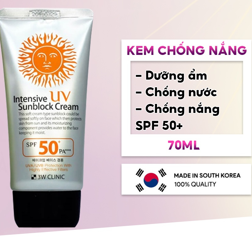 Kem Chống Nắng 3W Clinic Intensive UV Sunblock Cream SPF50+ PA+++ 70ml