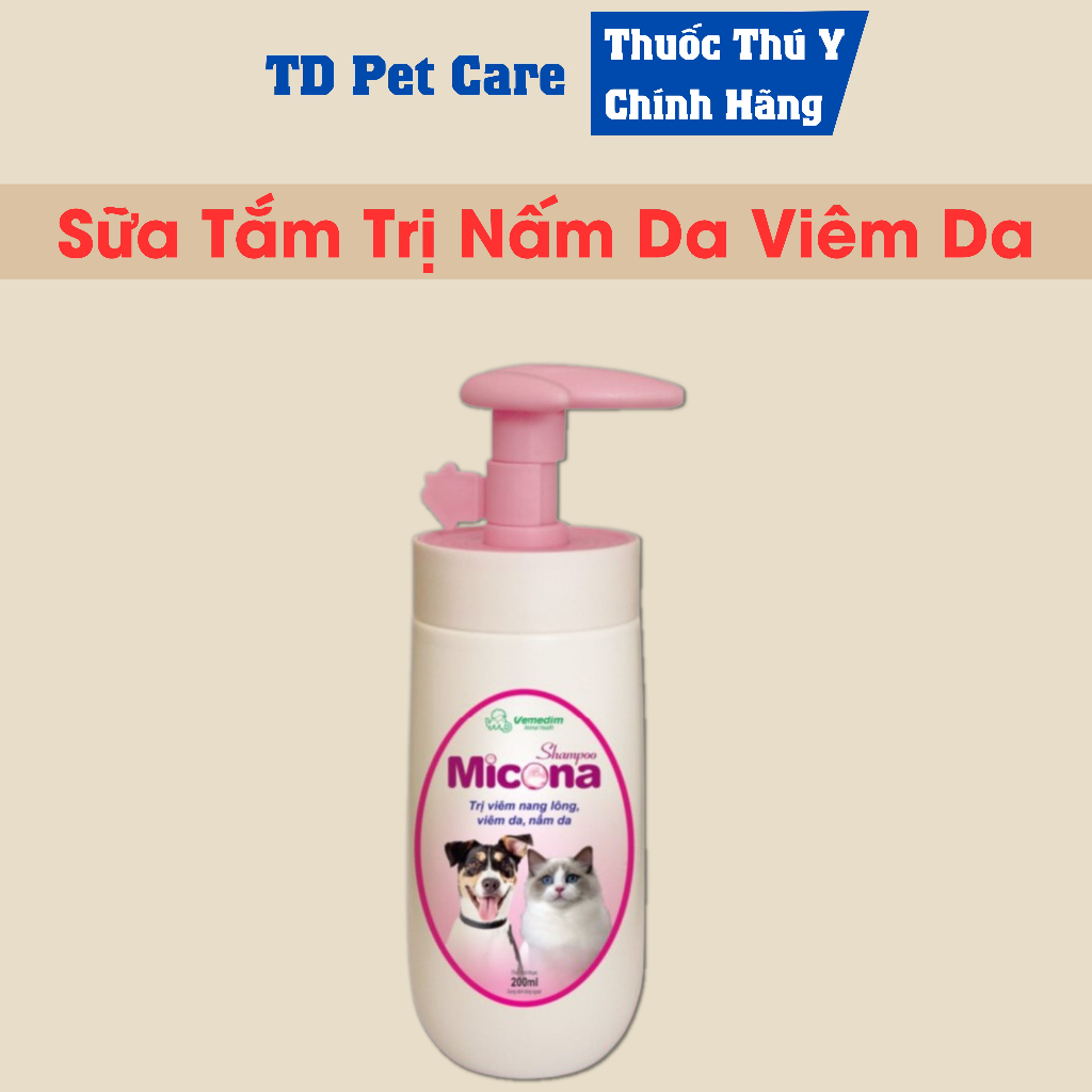 Lọ Sữa Tắm Cho Chó  Nấm Chó Nấm Mèo Micona Shampoo - Chai Sữa Tắm Chó Hết Nấm Da Dành Cho Chó Mèo