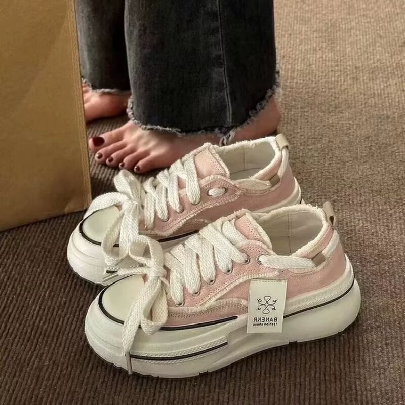 Giày canvas thể thao mẫu mới 3 màu tua rua dây buộc trên