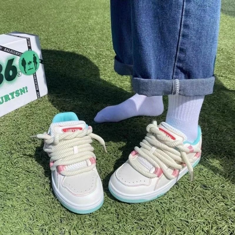 Giày thể thao sneaker dây bản to LIRYSN phối hồng xanh bản đẹp
