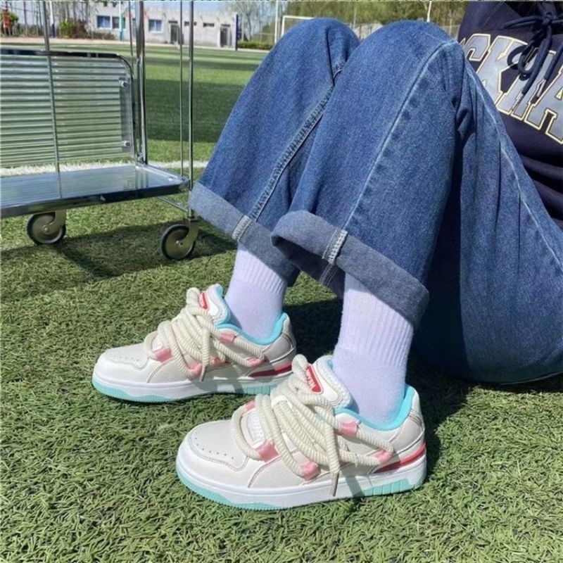 Giày thể thao sneaker dây bản to LIRYSN phối hồng xanh bản đẹp
