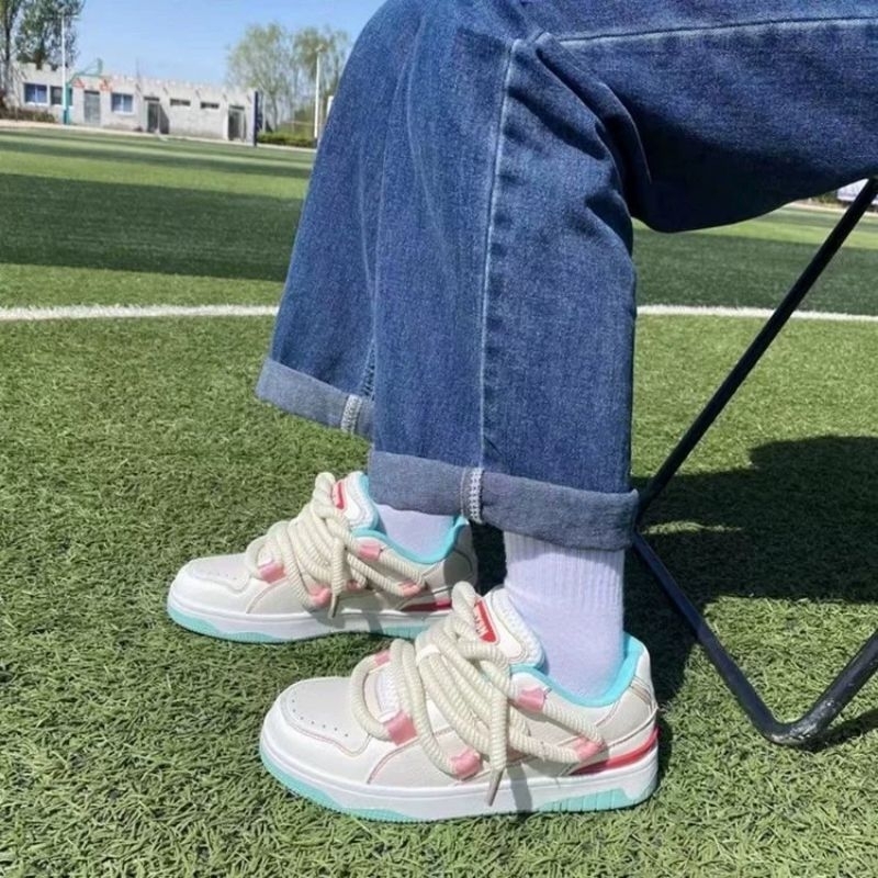 Giày thể thao sneaker dây bản to LIRYSN phối hồng xanh bản đẹp