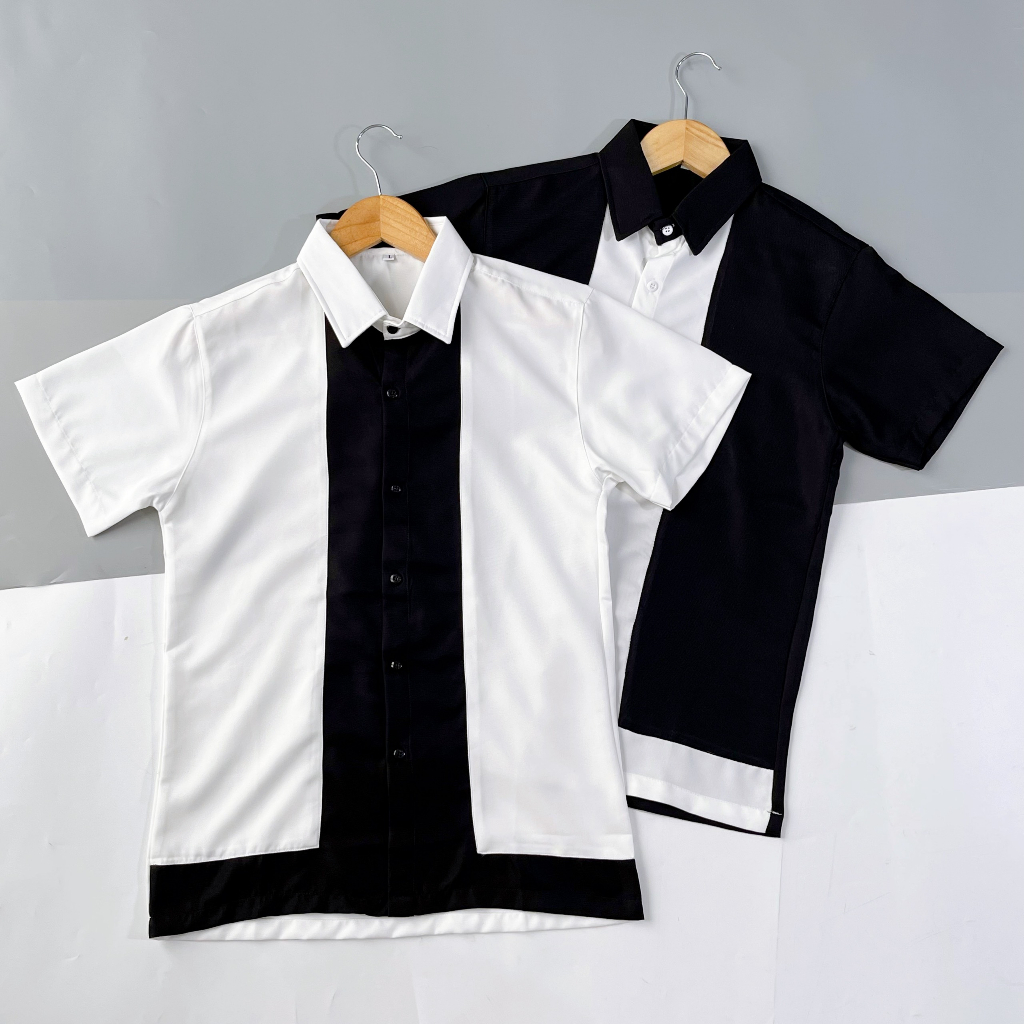 Áo sơ mi 3D tay ngắn, sơ mi nam nữ ngắn tay thêu chữ MENSWEAR, in chữ THOM, chất kate lụa mềm mịn thoáng mát