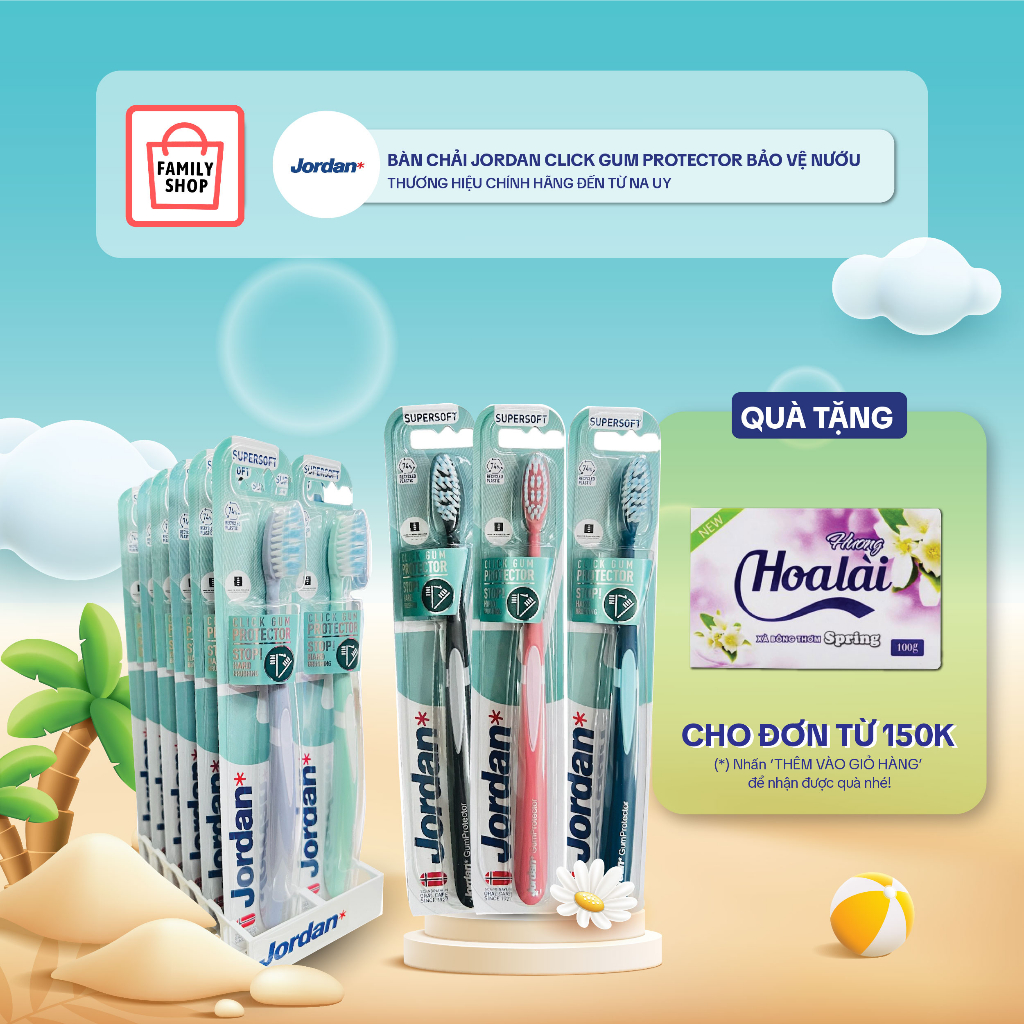 4 Bàn Chải Click Gum Protector-Jordan Siêu Mềm, Cổ Bản Chải Linh Hoạt.