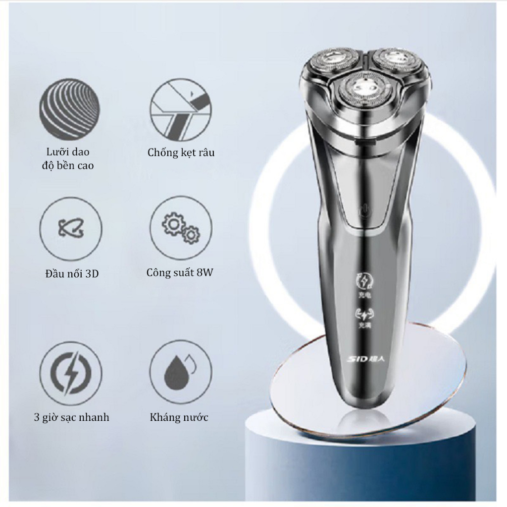 Máy cạo râu SID RS7350 công suất 8W mạnh mẽ cạo sạch râu sát chân