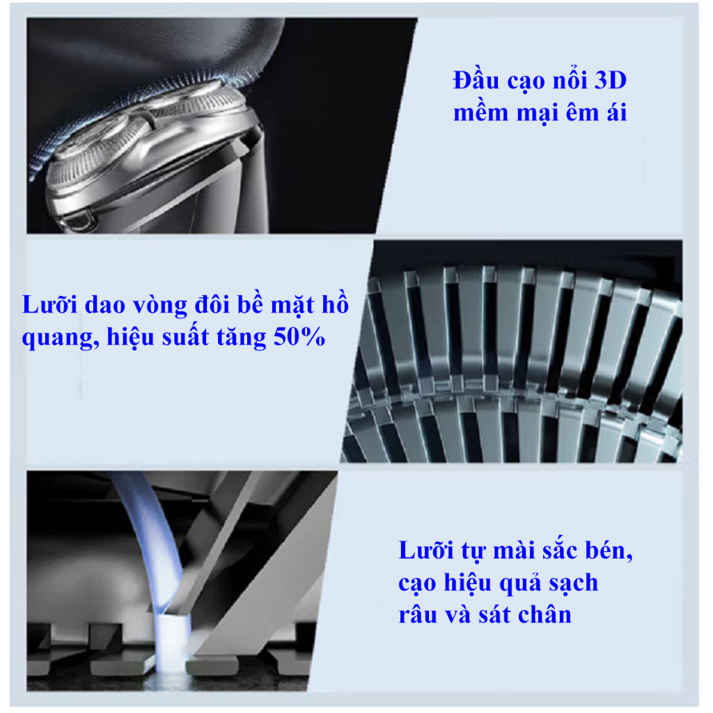 Máy cạo râu SID RS7350 công suất 8W mạnh mẽ cạo sạch râu sát chân