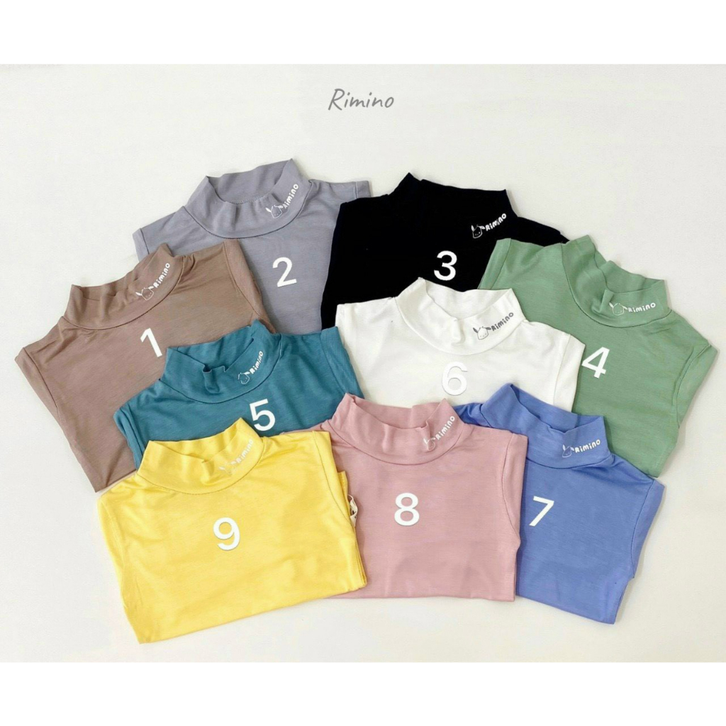 Áo giữ nhiệt bún cổ 3 phân cho bé 6-16kg có in chữ Rimino xịn xò . Hàng loại 1