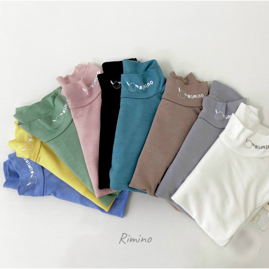 Áo giữ nhiệt bún cổ 3 phân cho bé 6-16kg có in chữ Rimino xịn xò . Hàng loại 1