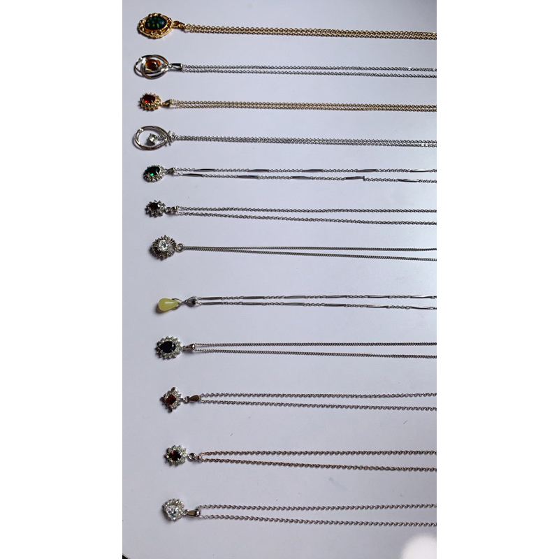 Dây chuyền mặt garnet xanh đỏ tím sáng bóng si Nhật