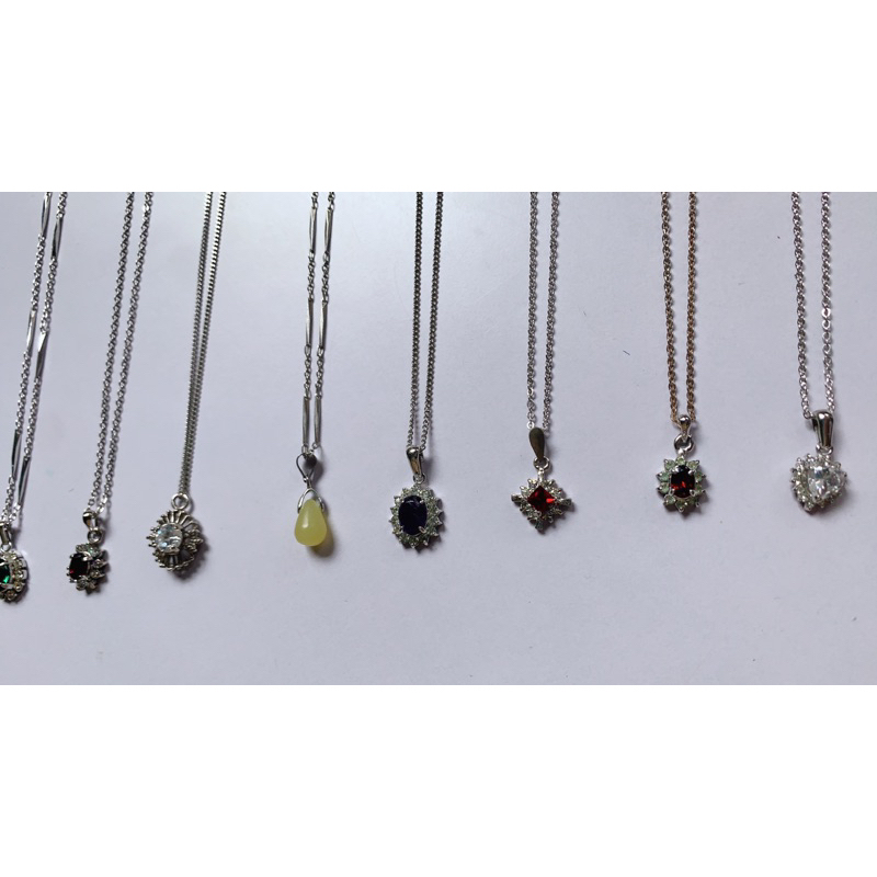 Dây chuyền mặt garnet xanh đỏ tím sáng bóng si Nhật