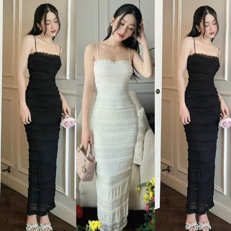 ĐẦM DÂY BODY MAXXI XỐP DÀI PHỐI REN TRƯỚC NGỰC