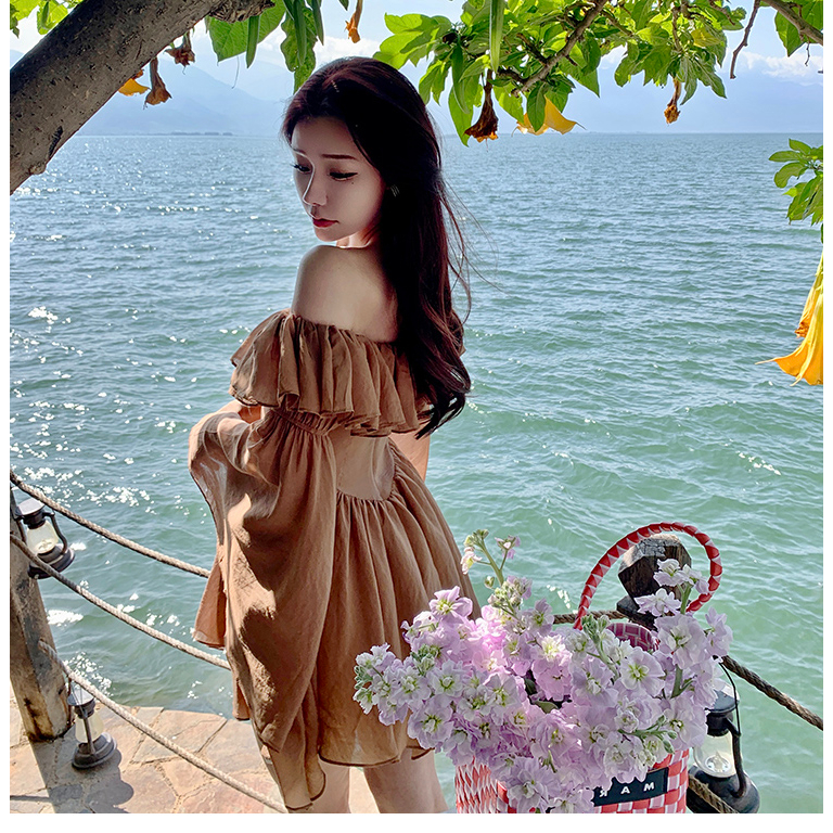VÁY ĐẦM DÀI TAY TRỄ VAI BÈO DÁNG XOÈ TGFASHION