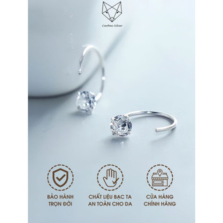 Bông Tai Bạc S925 CaoBac Silver Dáng Móc Câu Chấm Đá Phong Cách Unisex Thời Trang Cá Tính