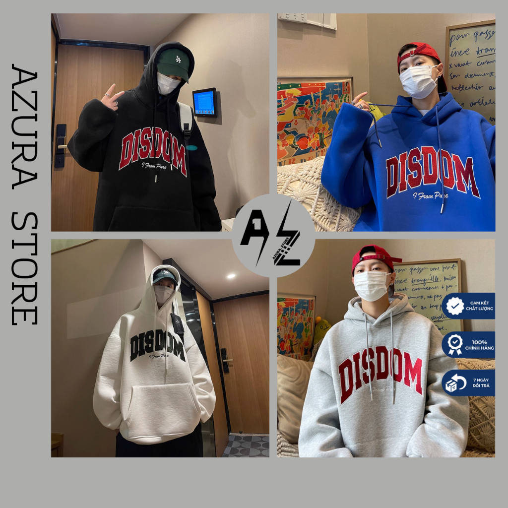 Khoác Nỉ Hoodie Logo Thêu DISDOM Unisex Form Rộng Chất Nỉ Bông Dày Hot Trend - Azura Store