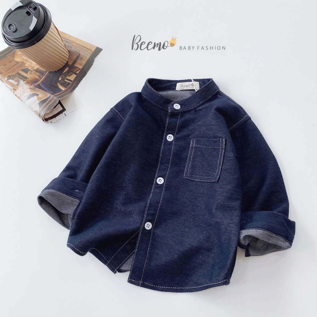 Bộ quần áo sơmi giả Jean cho bé trai Beemo,Chất liệu da cá mềm mại, phối chì nổi,cực kì Hàn Quốc B357
