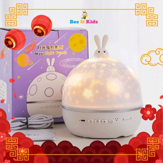 Đèn Ngủ Chiếu Sao Hinh Thỏ One Fire, chiếu trần, Sạc Điện, Đèn Projector Có Loa Bluetooth Chất Lượng