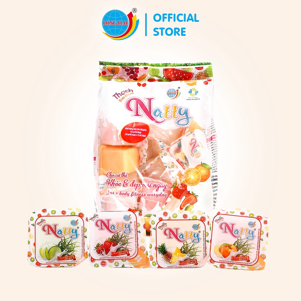 Thạch Sữa Chua Natty Long Hải Túi Quai Xách Trọng Lượng 432 G