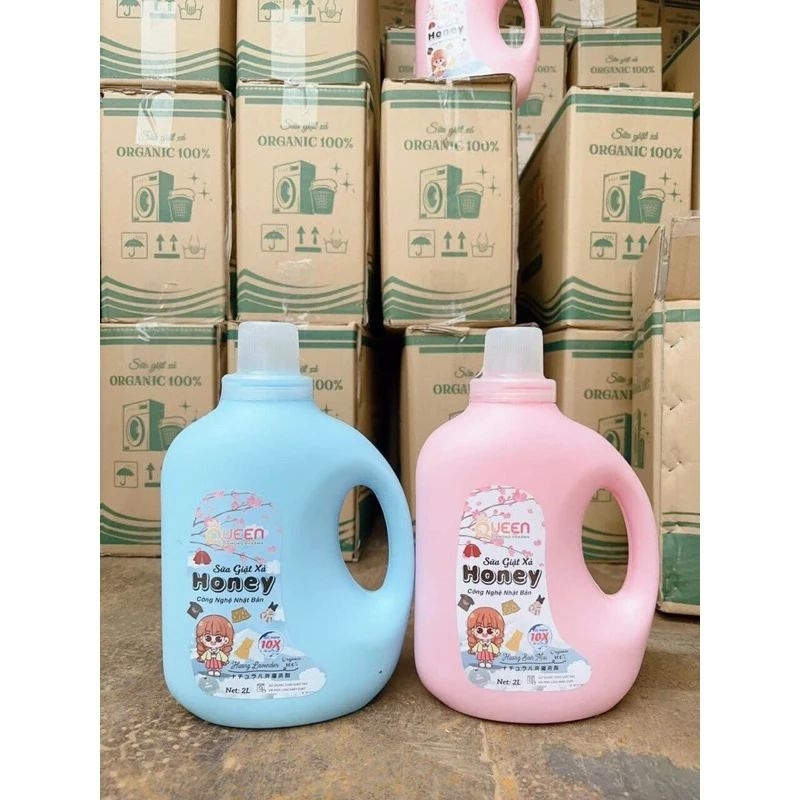 Nước giặt xả Honey Organic can 2 Lít xoá bay vết bẩn