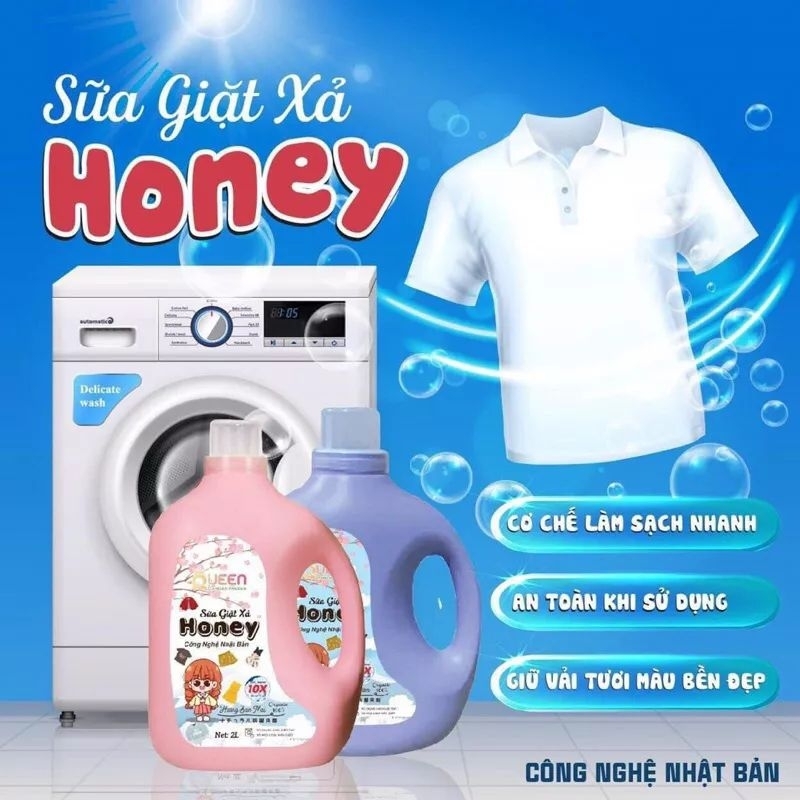 Nước giặt xả Honey Organic can 2 Lít xoá bay vết bẩn
