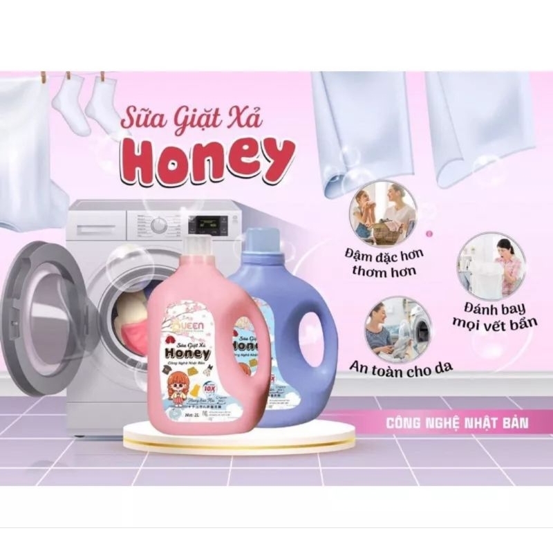 Nước giặt xả Honey Organic can 2 Lít xoá bay vết bẩn