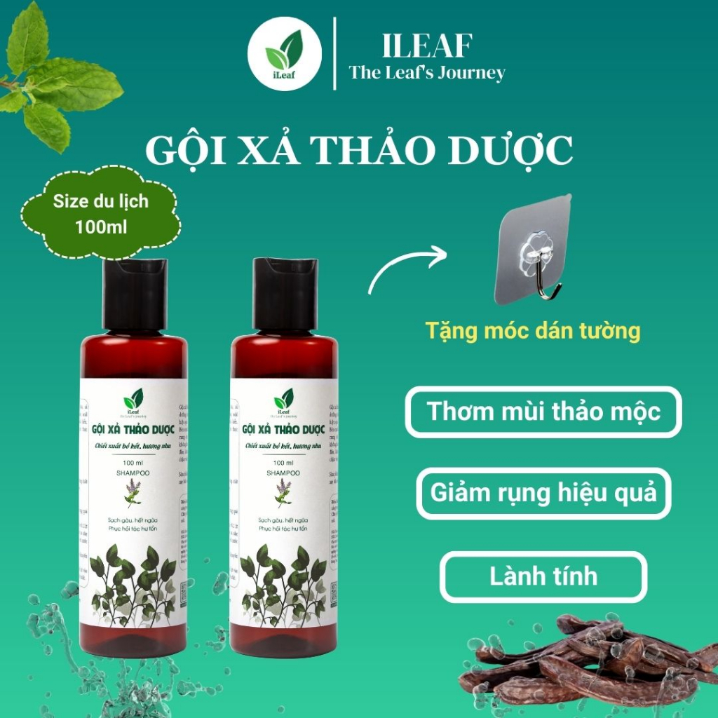 Gội xả thảo dược chiết xuất bồ kết ILEAF 100ml