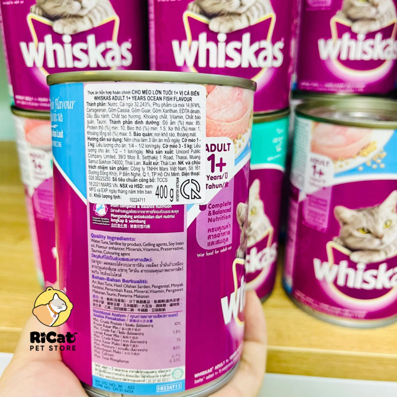 Pate Cho Mèo WHISKAS Lon 400g | Thức Ăn Cho Mèo Pate Whiskas
