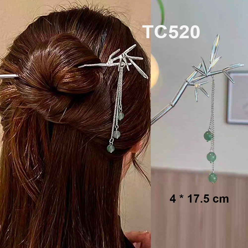 GOTI - Trâm Cài Tóc Hình Đá 4 Lá Bằng Kim Loại Phong Cách Hán Phục Nữ Cổ Điển TC526 TC519 TC517 TC518 TC516 TC503 TC520