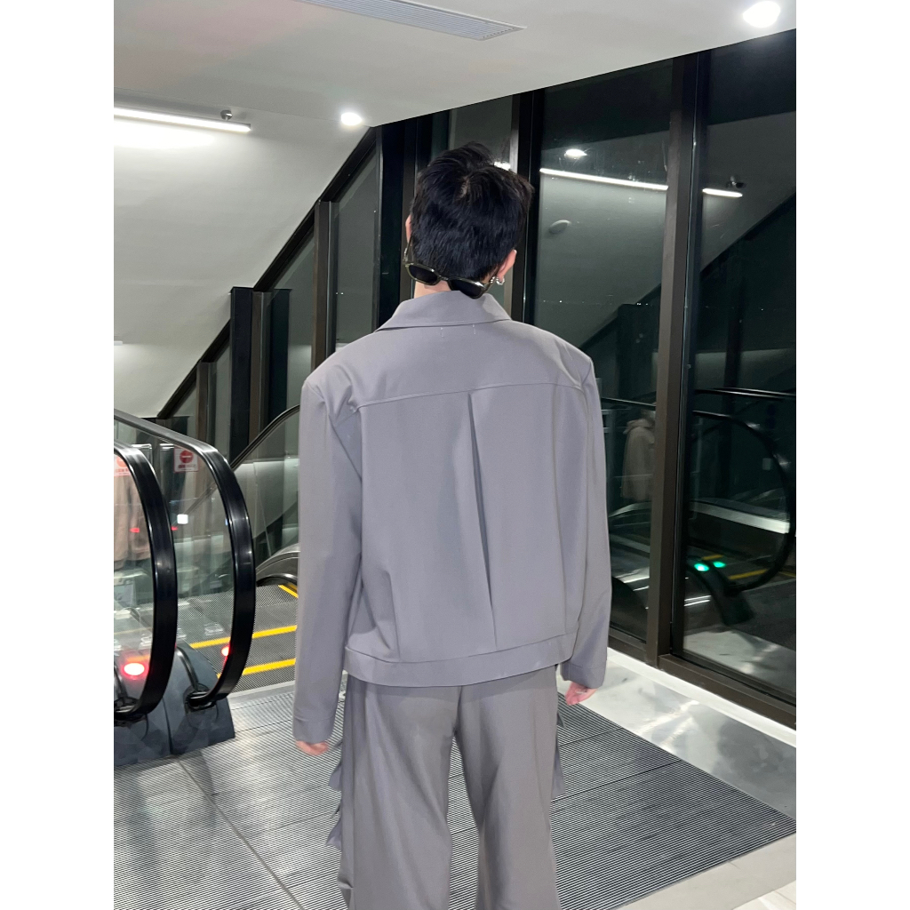 Áo khoác kaki mềm màu xám độn vai Dark Gray