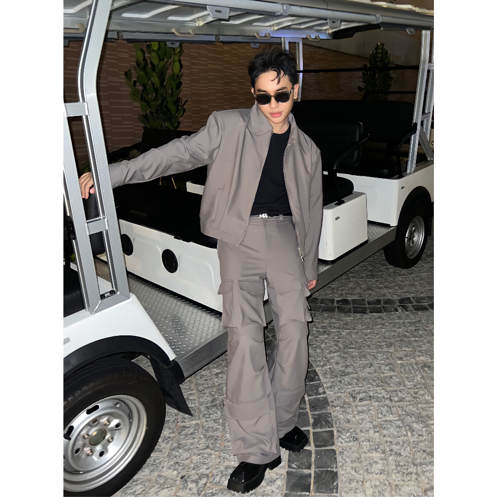 Áo khoác kaki mềm màu xám độn vai Dark Gray