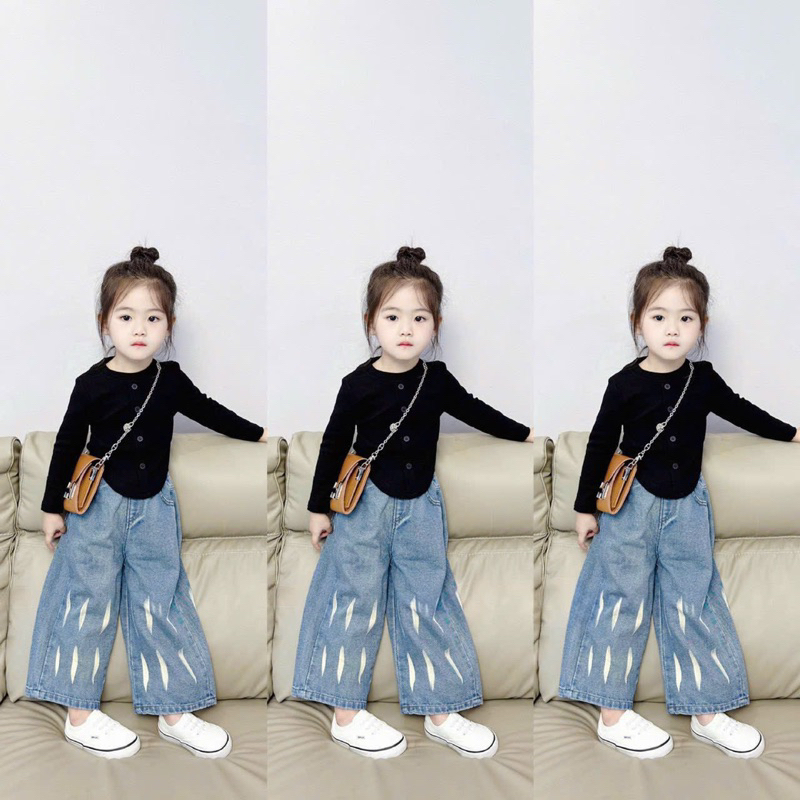 8-31kg hàng đẹp giá sỉ set áo tay dài quần jean ống rộng nhiều mẫu bé gái JANE Kids