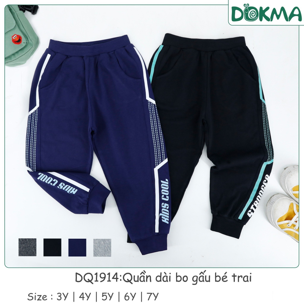 DOKMA- Quần dài cotton bo gấu cho bé trai