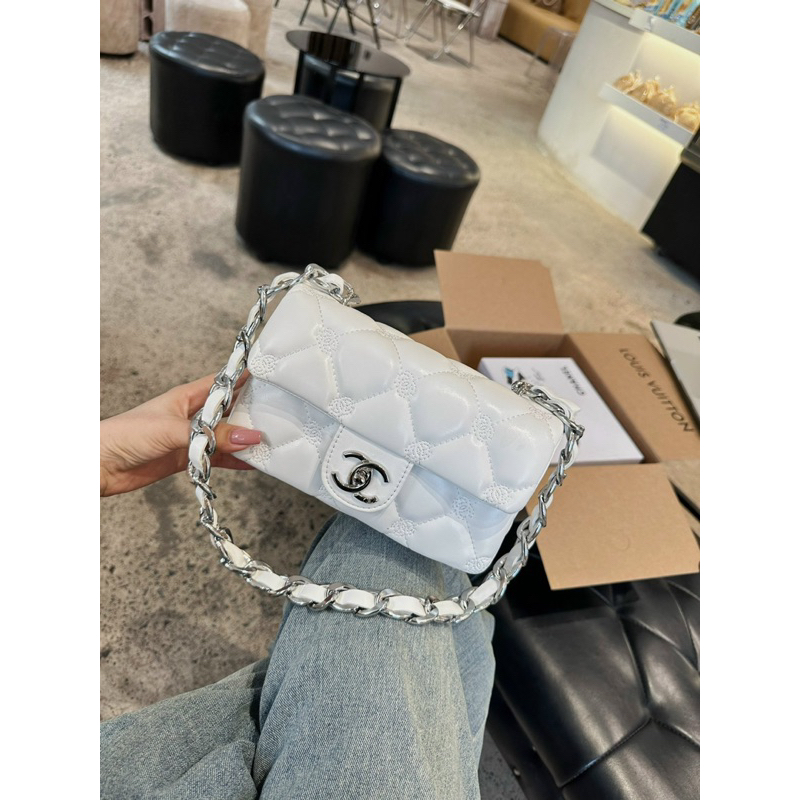 Túi kẹp nách classic xích to xanh jean màu mới siêu đẹp 22cm