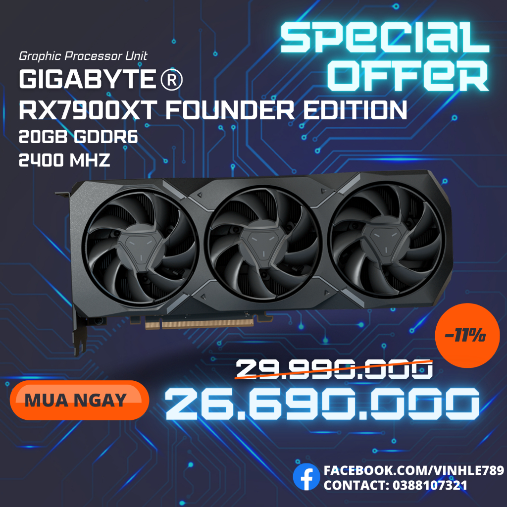 Card màn hình GIGABYTE RX 7900XT FOUNDER EDITION [NEW]