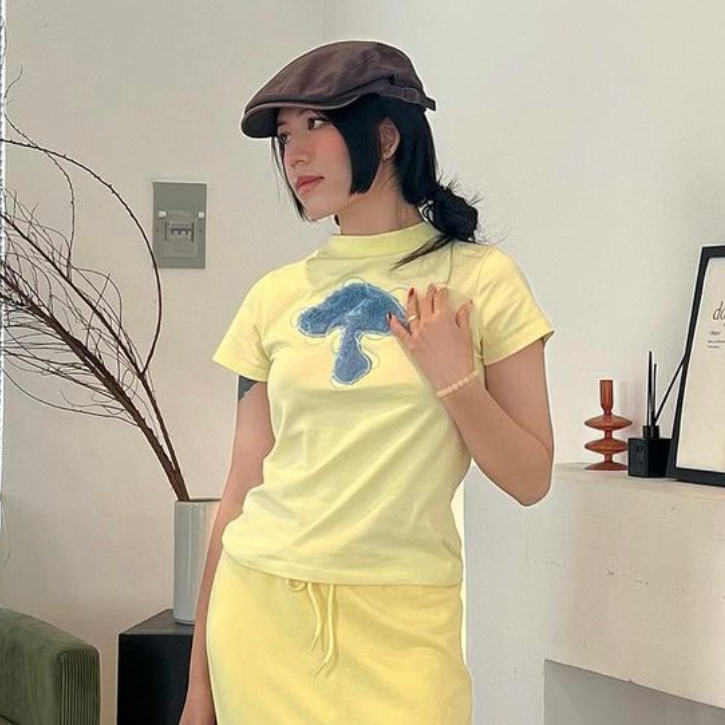 Áo vàng nấm xanh dương HeartBurn