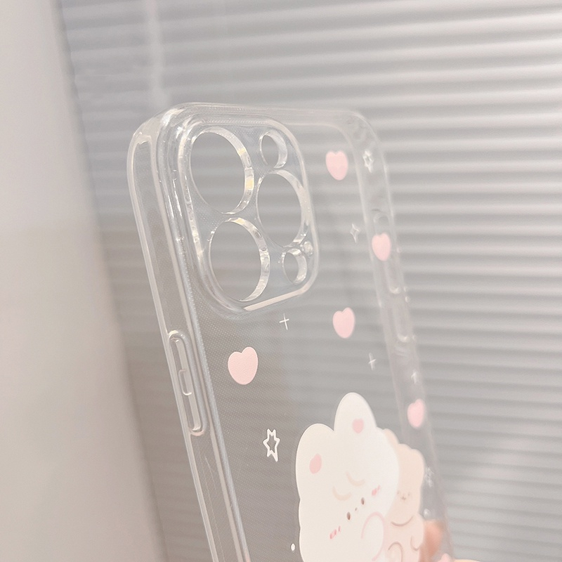 Ốp lưng iphone silicon trong hình gấu love cute G73 cạnh vuông bảo vệ camera 7plus/8plus/x/xs/xsmax/11/12/13/pro/promax