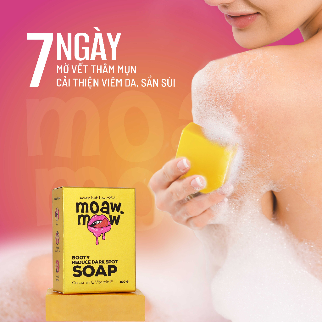 Xà phòng làm trắng body mông nách đầu gối sáng da ngăn ngừa mụn tinh dầu tràm trà, nghệ MOAW MOAW 100g