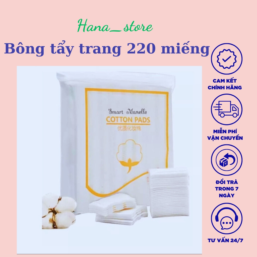 Bông tẩy trang 3 lớp cotton pads cao cấp túi 220 miếng