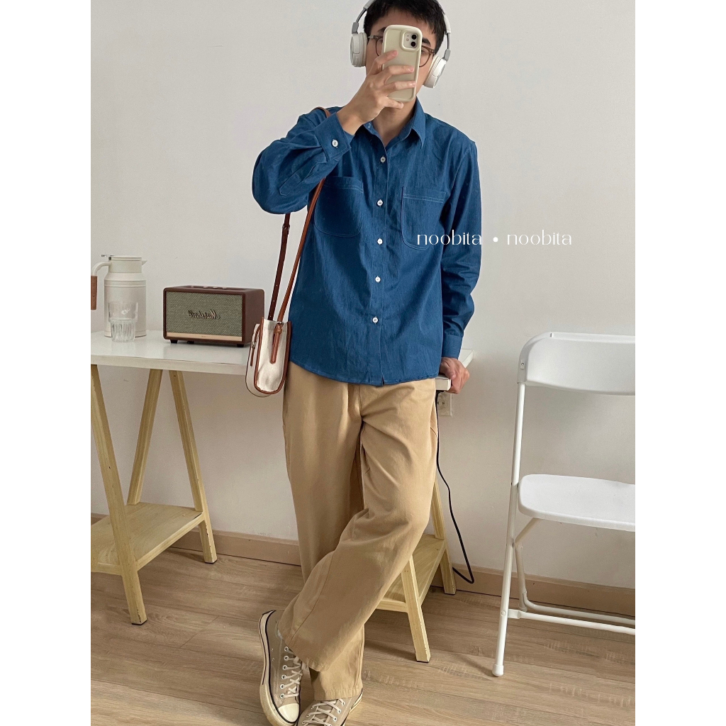 NOOBITA - Sơ mi tay dài vải denim mềm 7733