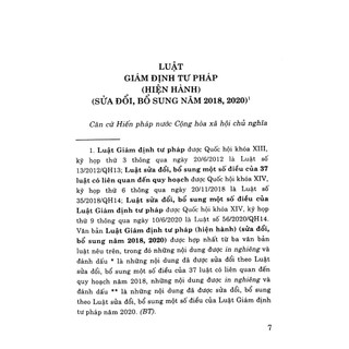Sách - Luật Giám Định Tư Pháp (Hiện Hành) (Sửa Đổi, Bổ Sung Năm 2018, 2020)