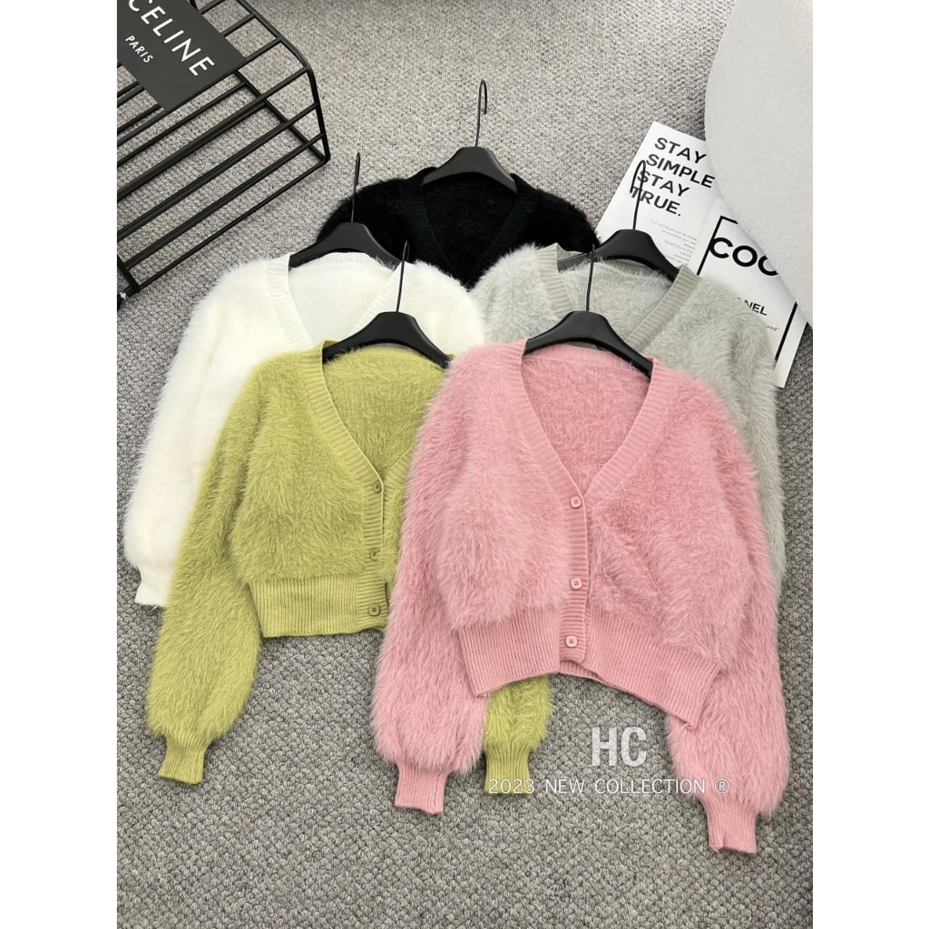 Áo khoác len lông 3 cúc dài tay 5 màu